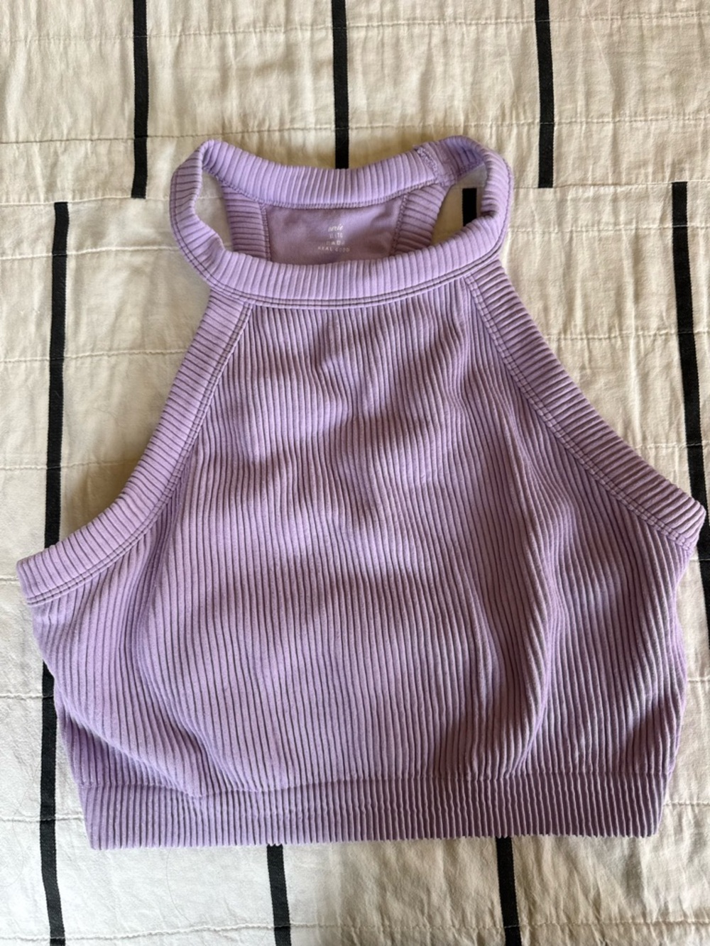 Aerie Lavender Ribbed Halter Crop Top